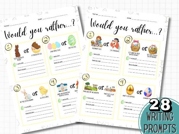 Easter Opinion Writing Prompts | Would You Rather Writing Activity | ESL / EAL Primary