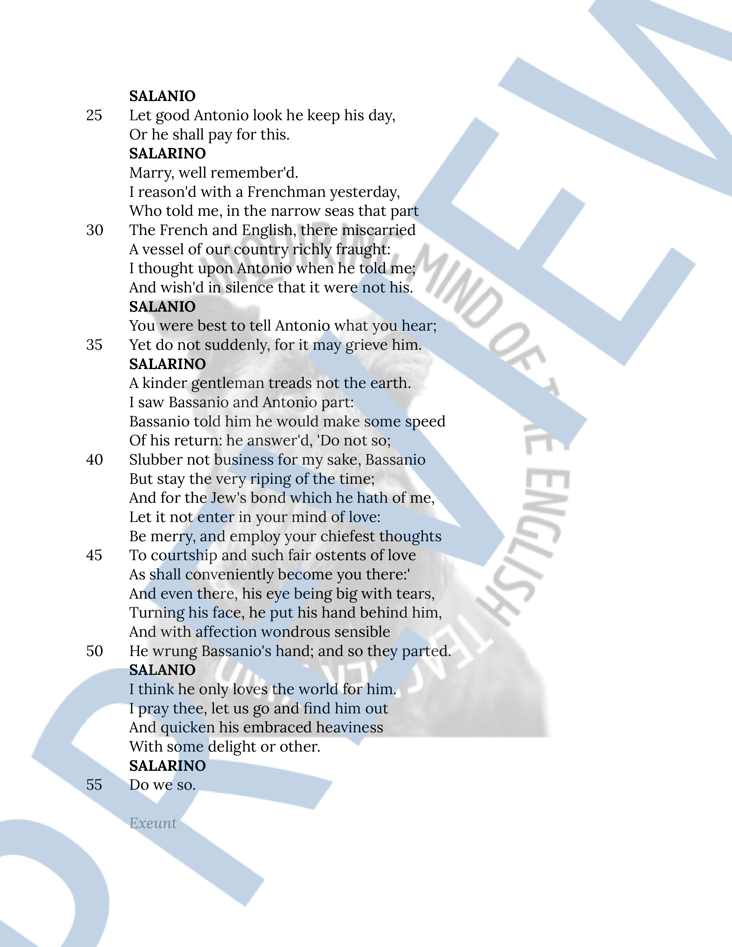 The Merchant of Venice Act 2 Scene 8 Close Reading Analysis Worksheet ...