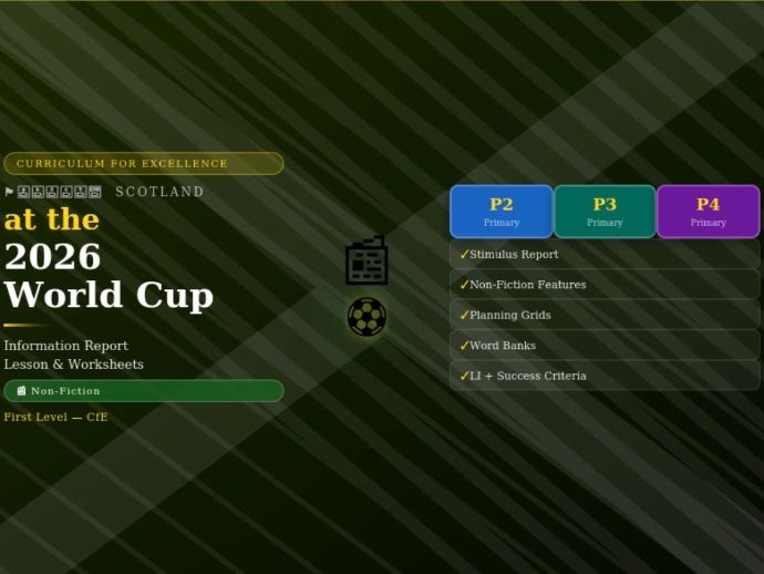Scotland at the 2026 World Cup | Information Report Writing Lessons | CfE First Level | P2, P3 & P4