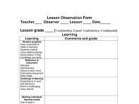Secondary School Lesson Observation Template