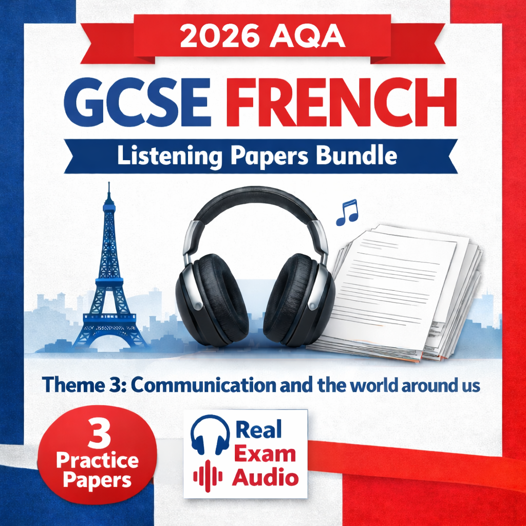 2026 AQA GCSE French Listening Papers Bundle - Theme 3: Communication and the world around us (Foundation) with Real exam audio