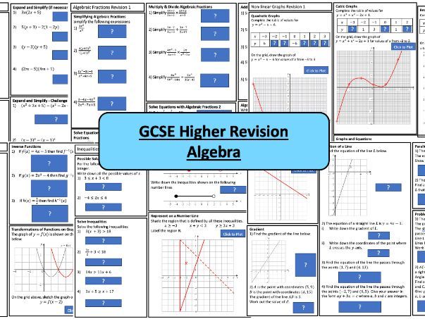 GCSE Higher Maths Grade 7 - 9 Exam Practice Pack - Algebra