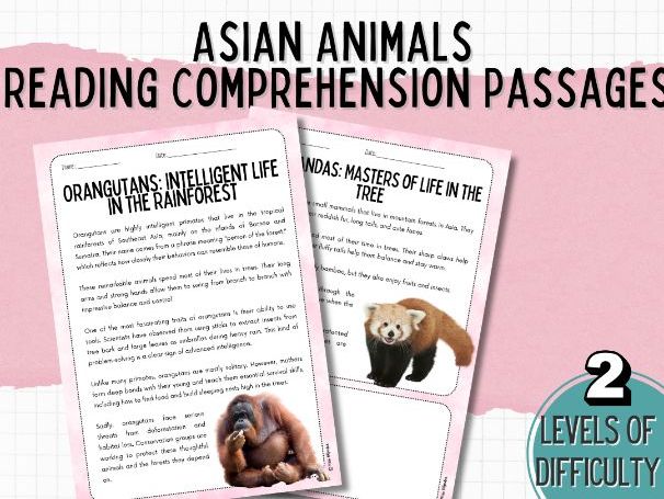 Differentiated Asian Animals Reading Comprehension | Nonfiction Literacy Pack | ESL / EAL Primary