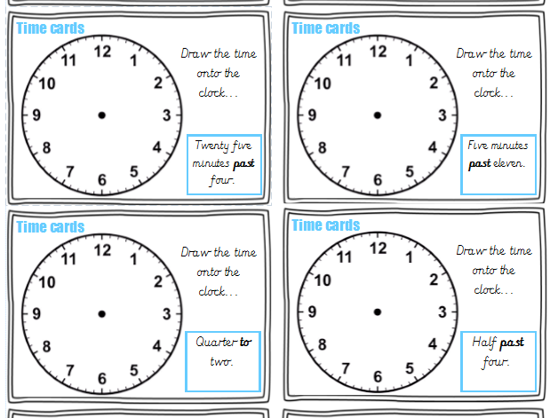 Year 3 time cards (72 differentiated cards)