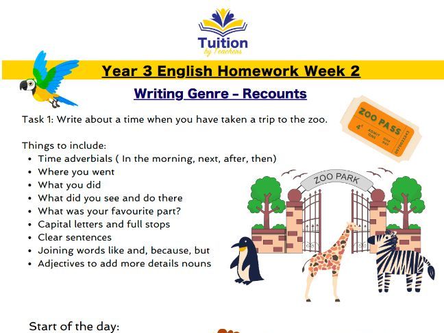 2. Year 3 - Creative Writing & Spelling Practice