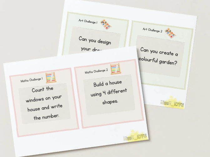 Home Continuous Provision Challenge Cards | EYFS | Houses & Homes | 30 Challenges