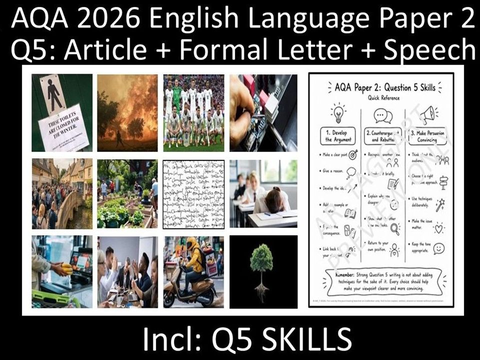 Eleven Question 5: AQA 2026 English Language Paper 2 | Q5 Skills + Speech, Article + Formal Letter