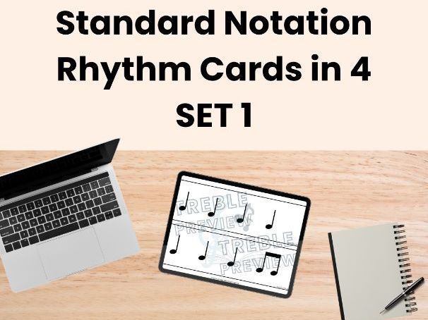 Standard Notation Rhythm Cards in 4 - SET 1