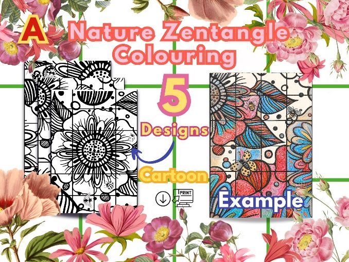 Nature Zentangle Colouring- Pack A