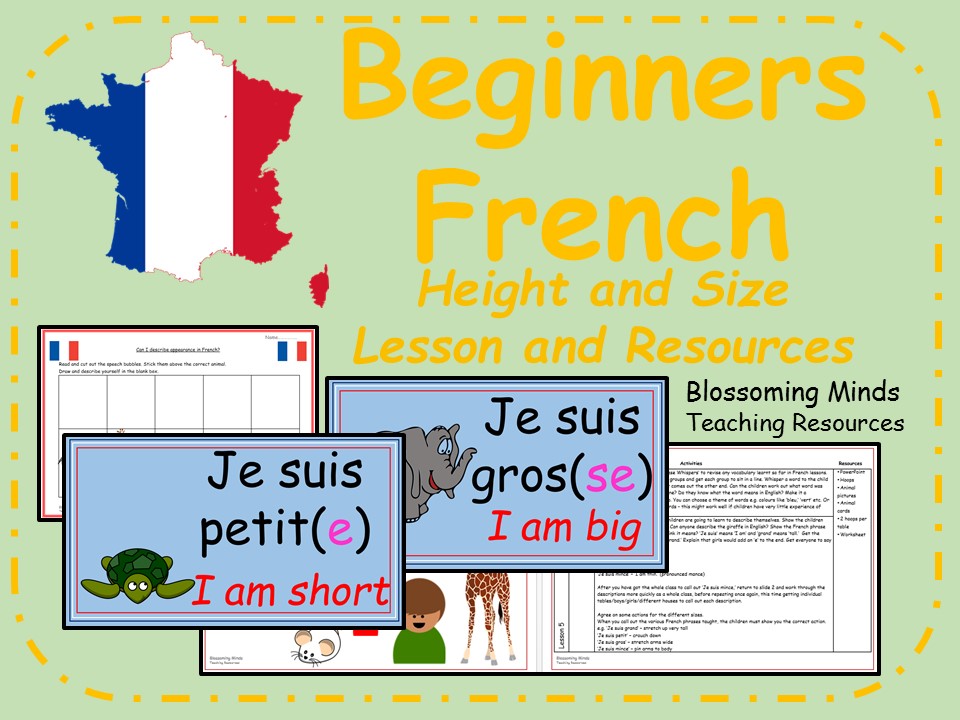 French lesson and resources - Height and size