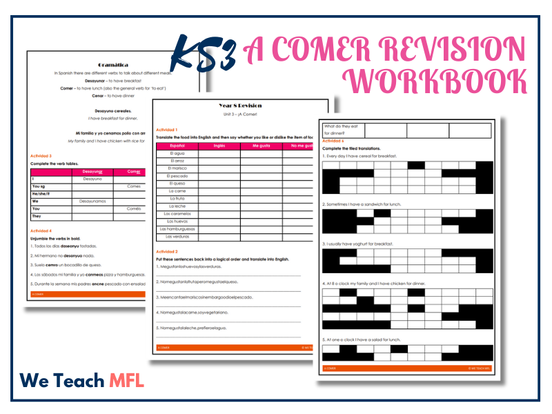 ¡A Comer! – KS3 Spanish Food & Eating Revision Workbook