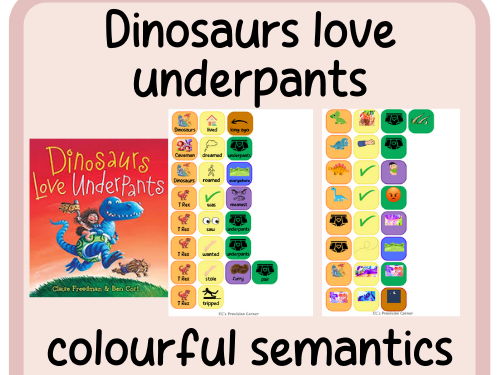 Dinosaurs love underpants- colourful semantics