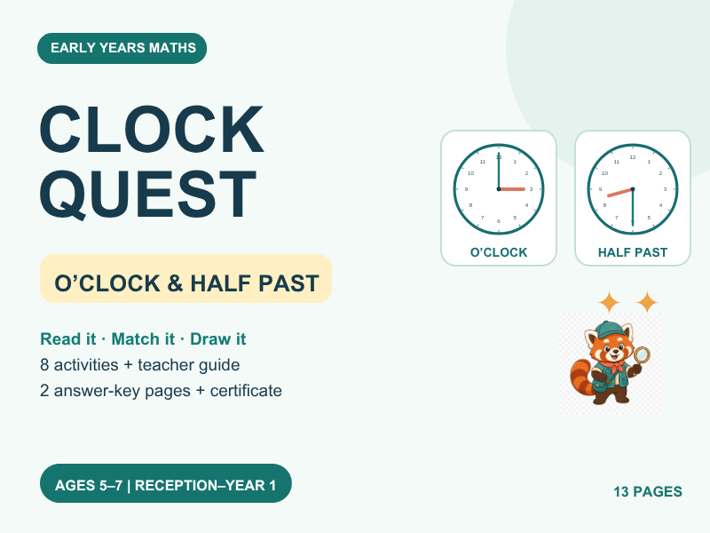 Clock Quest: O’Clock & Half Past | Ages 5–7