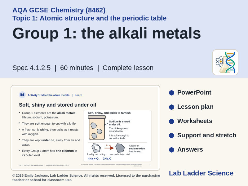 C1-11 Group 1 Alkali Metals: AQA GCSE Chemistry