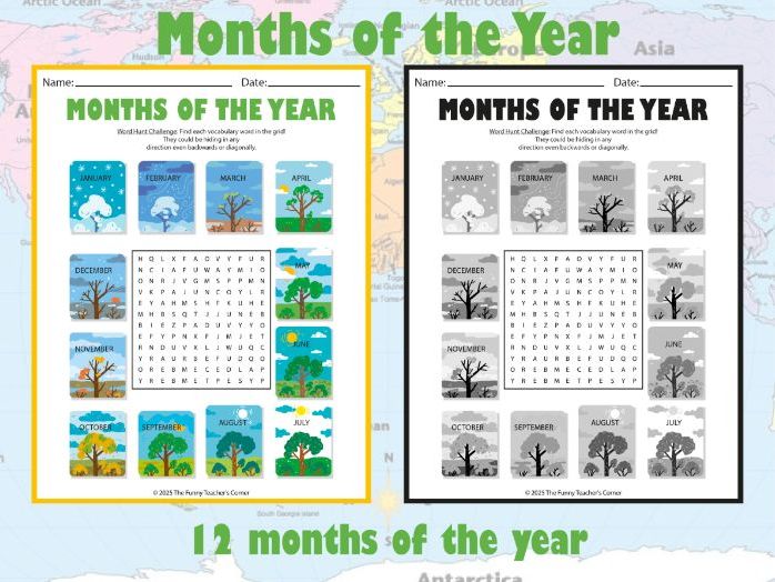 Months of the Year Word Search | K–2 Vocabulary Activity