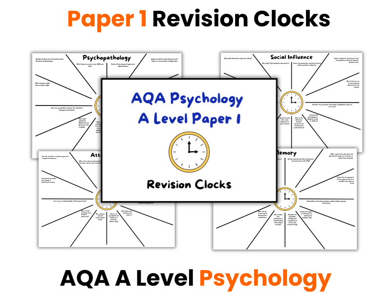 Paper 1 | Revision Clocks | A Level Psychology (AQA)