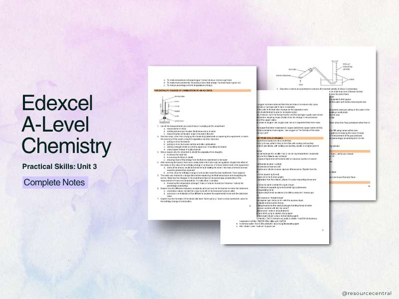 Edexcel A-Level  Chemistry Unit 3 Complete Revision Notes