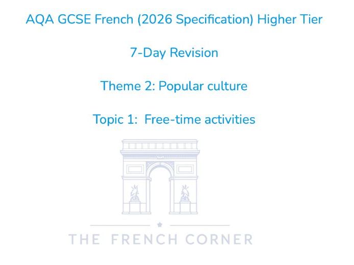 2026 AQA GCSE French Higher – 7-Day Revision Booklet 2.1 Free-time activities