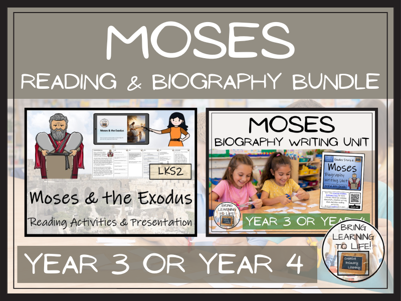 Moses Reading Comprehension & Biography Writing Bundle | LKS2