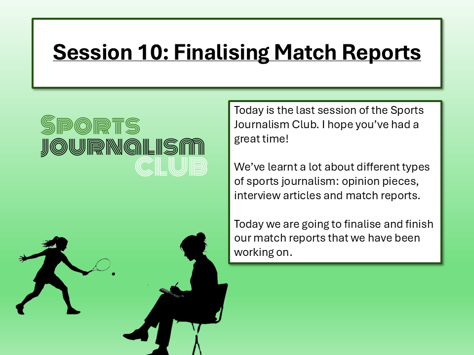 English Sports Journalism Match Reports
