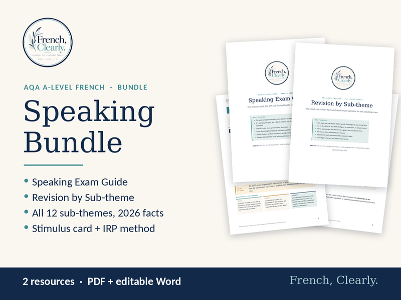 AQA A-level French Speaking Bundle – Exam Guide + Revision by Sub-theme