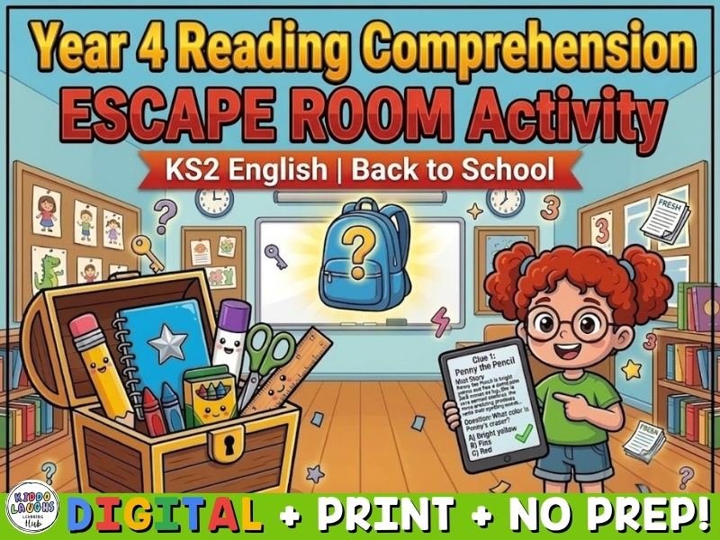 Year 4 Reading Comprehension Escape Room Activity | KS2 English Back to School