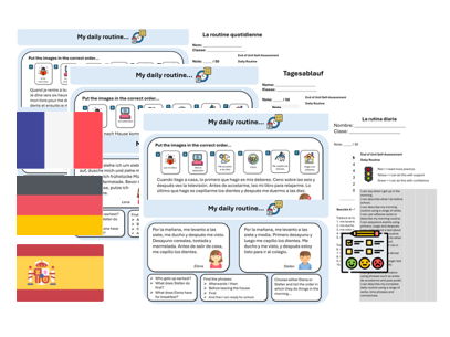 Daily Routine (French, German & Spanish) - Teaching & Assessment Package