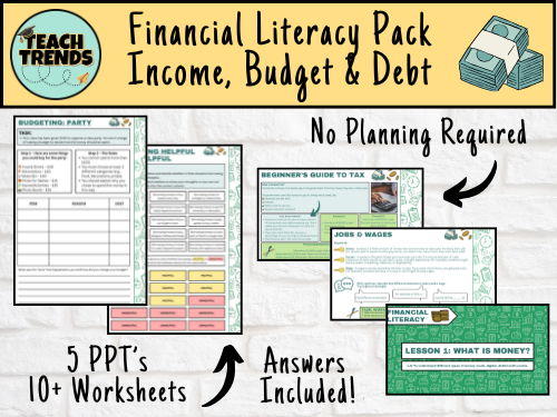 Financial Literacy Pack of Work - PPT's and Worksheets