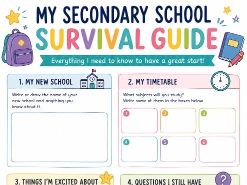 Year 6 to Year 7 Transition | My Secondary School Survival Guide | KS2 Transition Activity |