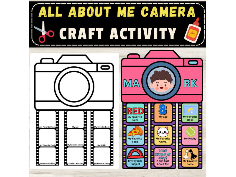 All About Me Camera Activity | Back to School Craft & Bulletin Board Display Template & Filmstrip