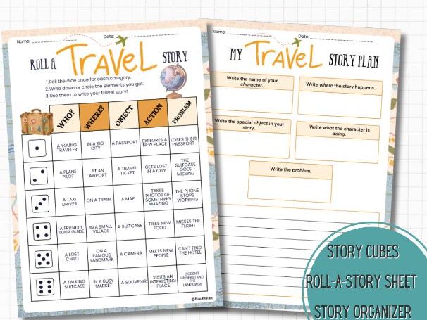 Roll a travel story – ESL Roll the Dice Speaking & Writing Activity | Creative Writing Game