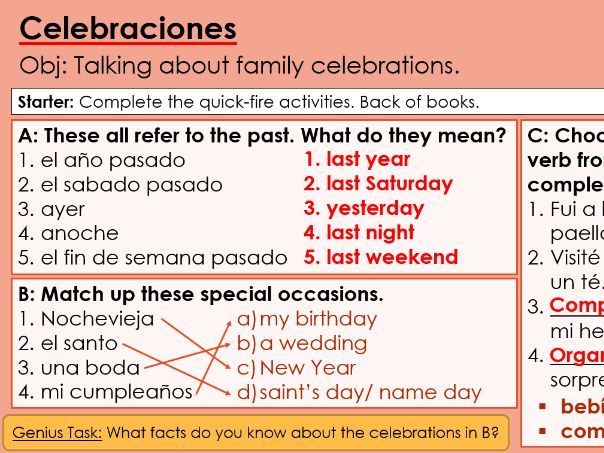 NEW 2026 GCSE Spanish. Foundation/ Verde. Module 3: Unit 6. Celebraciones