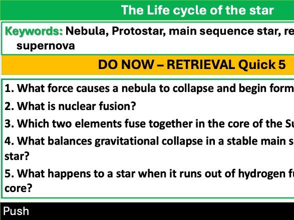 Life cycle of a star - Space - P8 - Lesson 2
