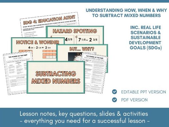 Subtracting Mixed Numbers | Fractions | Lesson Notes, Slides & Activities
