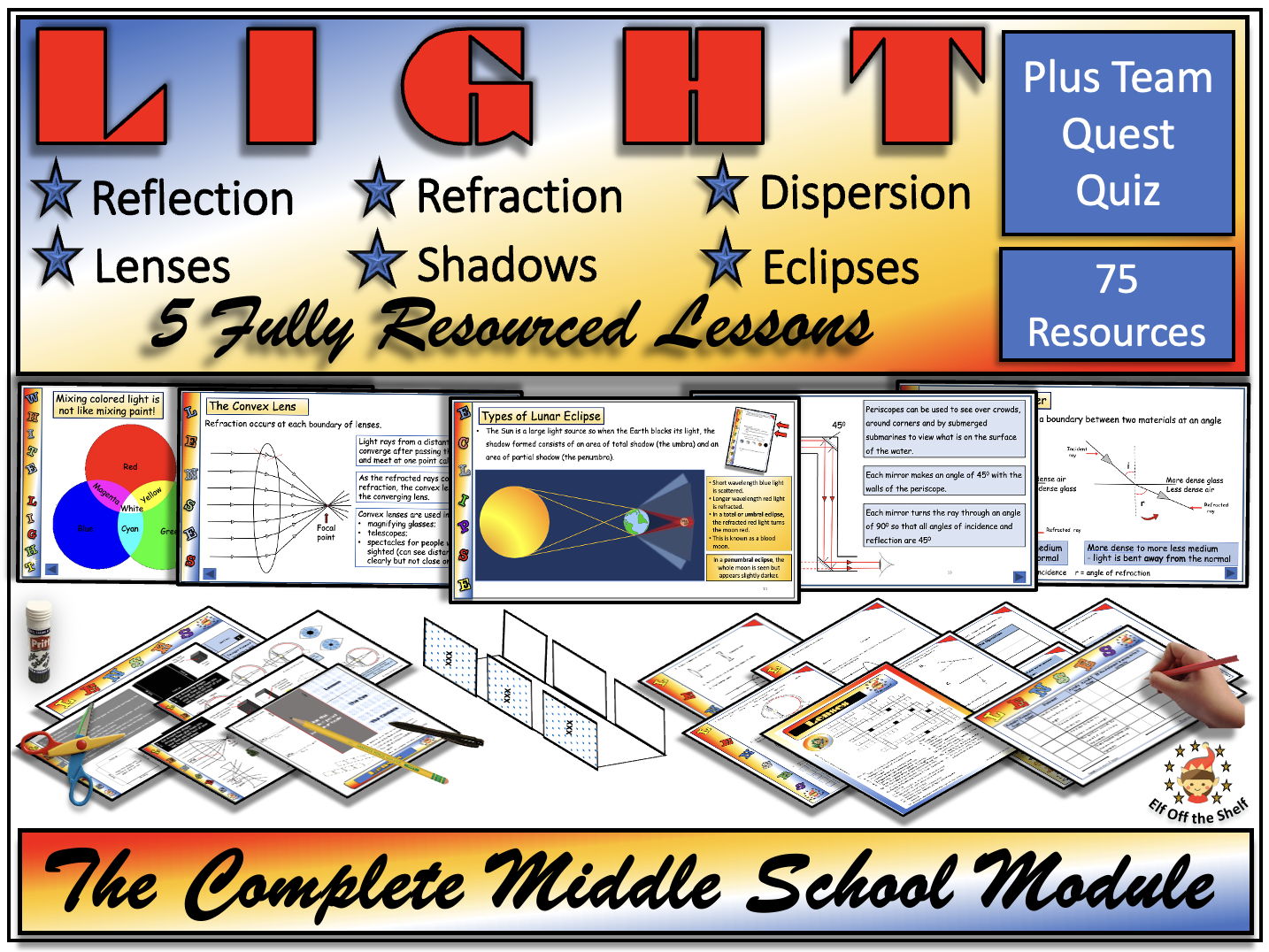 Light - The Complete Module for KS3 Plus Interactive Smart Board Team Building Quiz