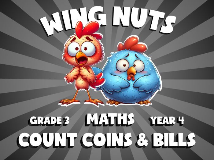 Count Coins & Bills WING NUTS Maths Game | No-Prep Year 4 Review Activity