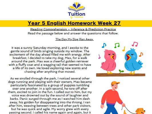 27. Year 5 - Reading Comprehension & Present Tense