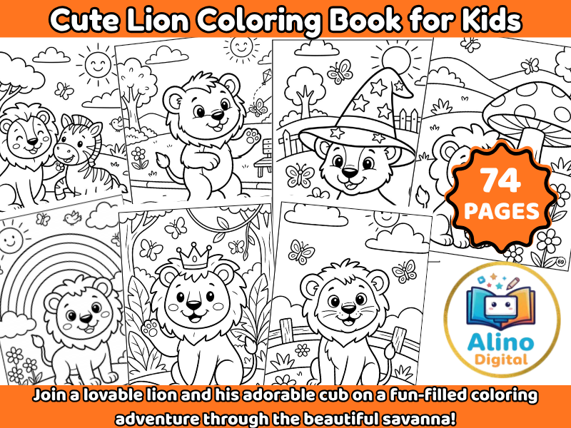 Cute Lion Coloring Book for Kids