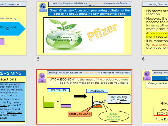 KS4 Triple Chemistry U3 Quantitative Chemistry – Complete PowerPoint Atom Economy