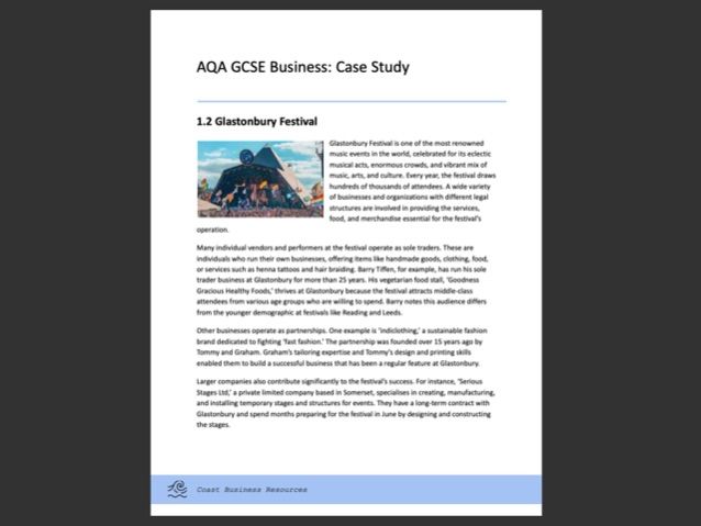 GCSE AQA Unit 1 Business: Case Study Activity
