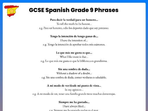 GCSE Spanish Spicy Phrases List