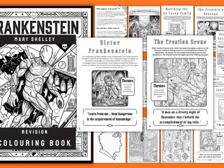 Frankenstein GCSE Revision Workbook | Colouring Book + Key Quotes, Themes, Characters & Context | Ed