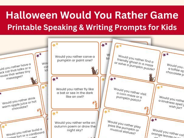 Halloween Would You Rather Cards | 64 Prompts + 8 Blank | Speaking & Writing