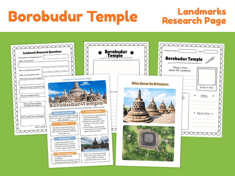 Borobudur Temple Landmark Research Project | History & Geography Worksheets