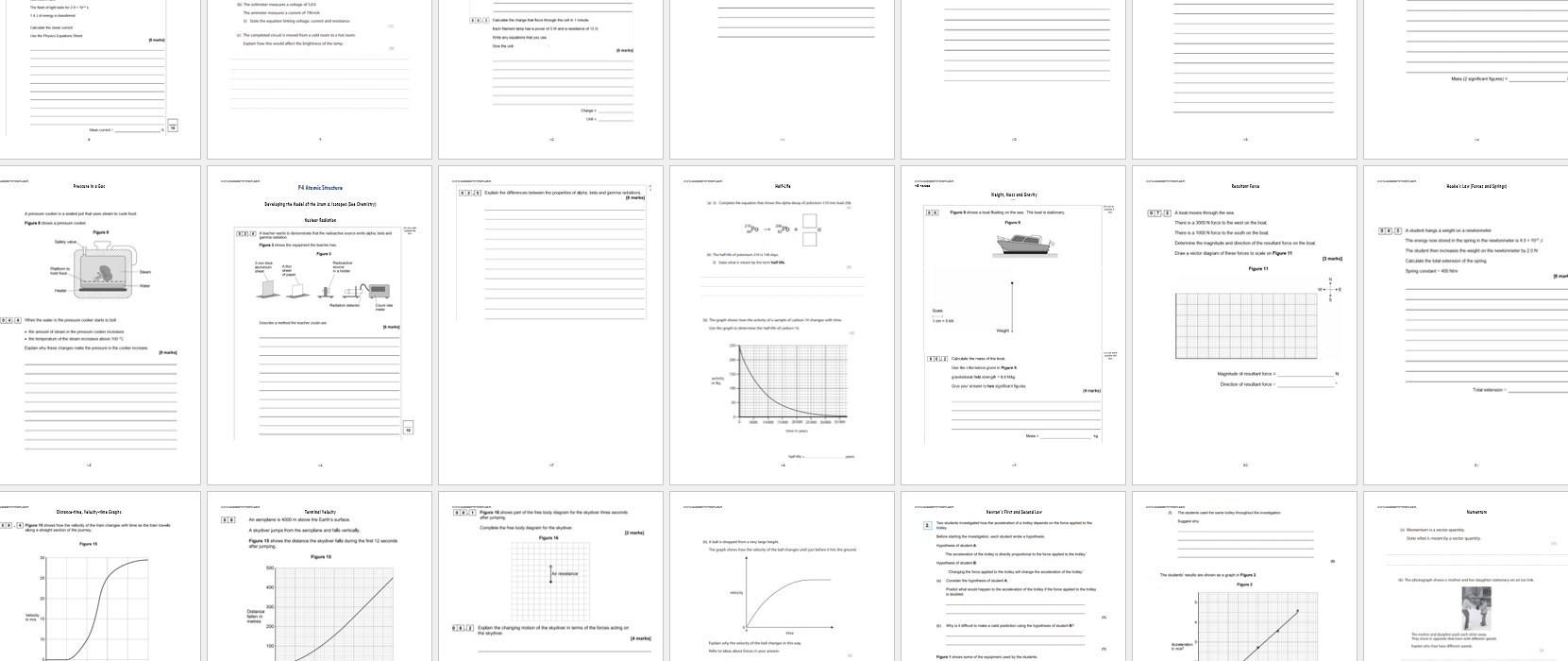 AQA GCSE Physics Trilogy Revision Booklet - Hard Past Paper questions ...