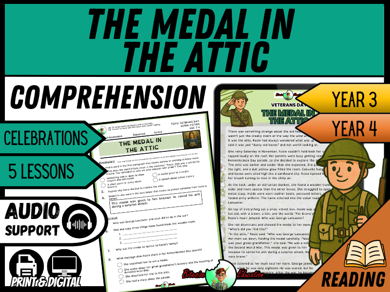 The Medal in the Attic - Remembrance Day | Reading Comprehension | Year 3/4