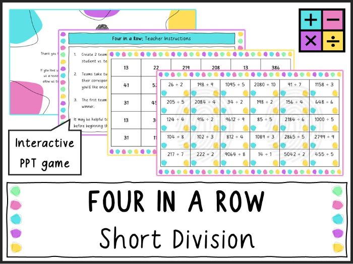 Short Division - Four in a Row Game (KS2/KS3)