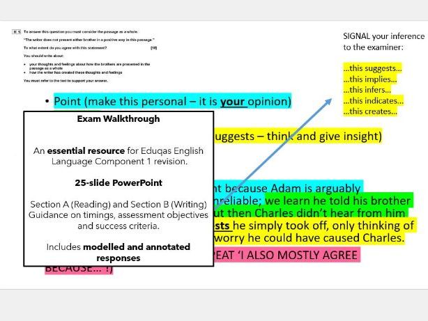 Eduqas GCSE English Language Component 1: Exam Preparation PowerPoint