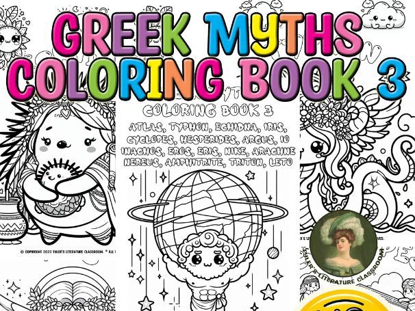 Greek Myths Coloring Book #3 in Kawaii Style No Prep