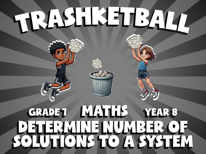 Determine Number of Solutions to a System TRASHKETBALL Maths Game | No-Prep Year 8 Review Activity